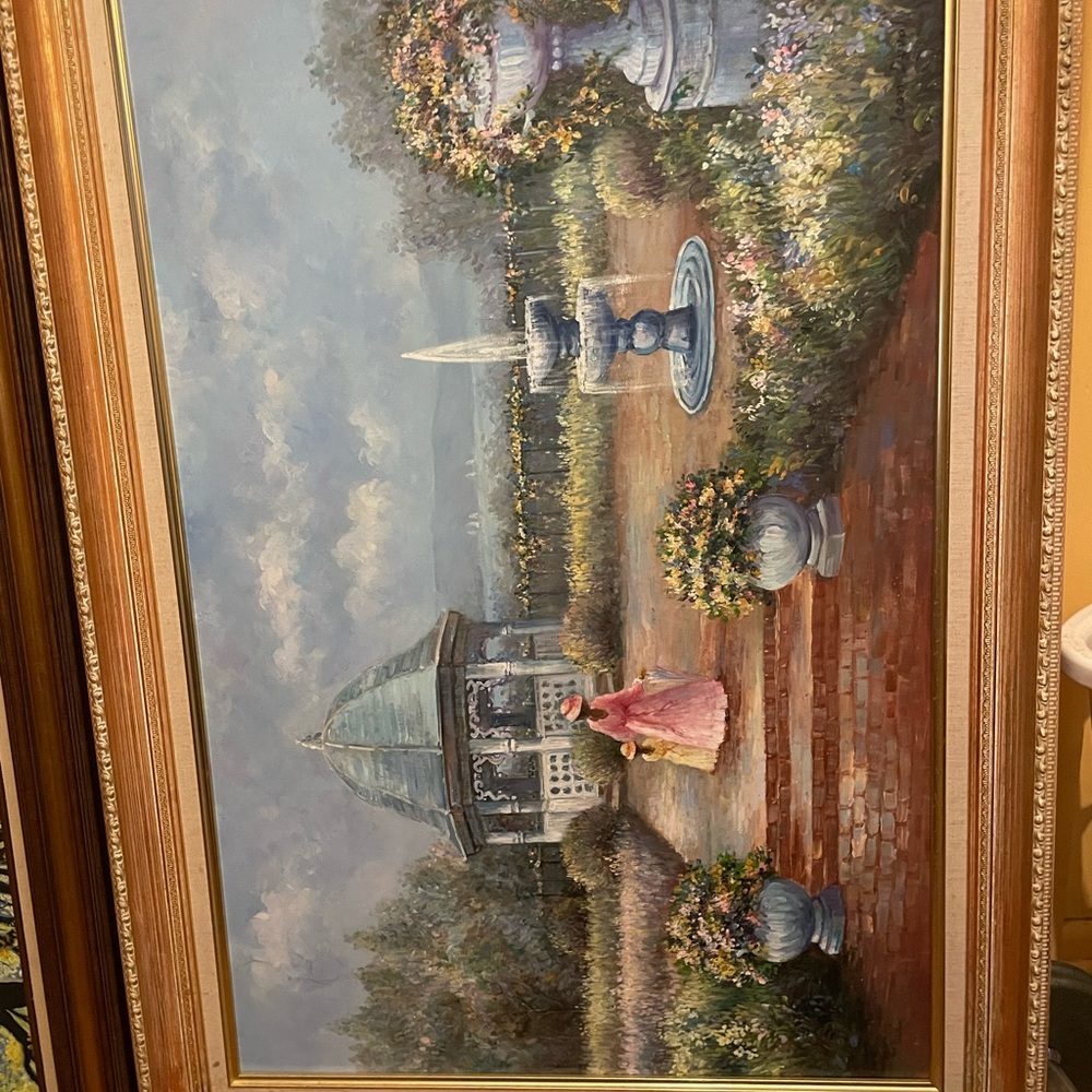 Charming Garden Pavilion Art in Brown Frame